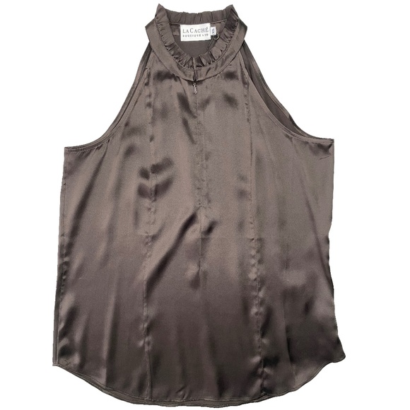 Go> by GoSilk Cutaway Silk Top Deep Brown Java - Picture 4 of 4